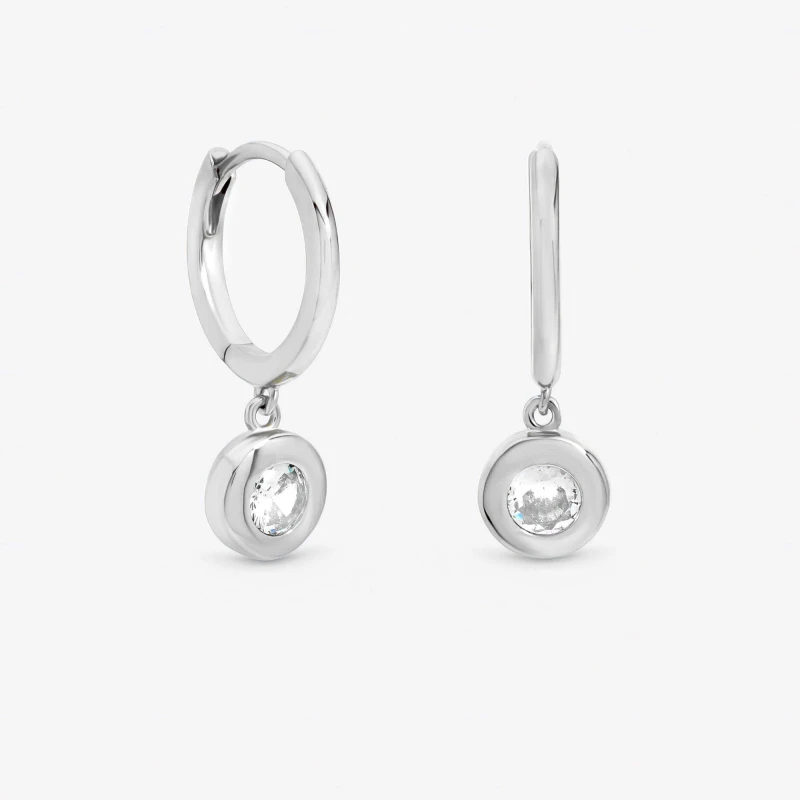 Image of Jon Richard Silver Cubic Zirconia Bezel Huggie Earrings Huggie Earrings One Size Silver 71621411000