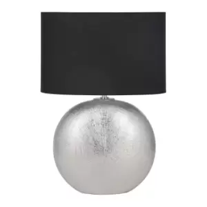 Image of Tilden Scratched Ceramic Oval Table Lamp Silver/Black