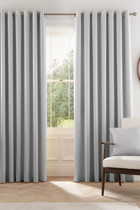 Image of Helena Springfield Helena Springfield 'Eden' Woven Lined Curtains in Silver Size: 228cm width x 183cm drop Silver 228cm width x 183cm drop Unisex 50