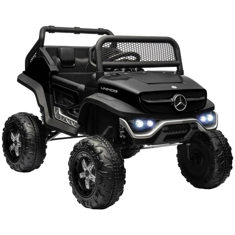 Image of HOMCOM 12V Licensed Mercedes-benz Unimog, Kids Electric Ride On Car - Black 370-266V70BK
