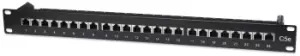 Image of Patch Panel - Cat5e - FTP - 24-Port - 1U - Shielded - 90° Top-Entry Punch-Down Blocks - Black - IEEE 802.3,IEEE 802.3ab,IEEE 802.3u - Fast Ethernet -