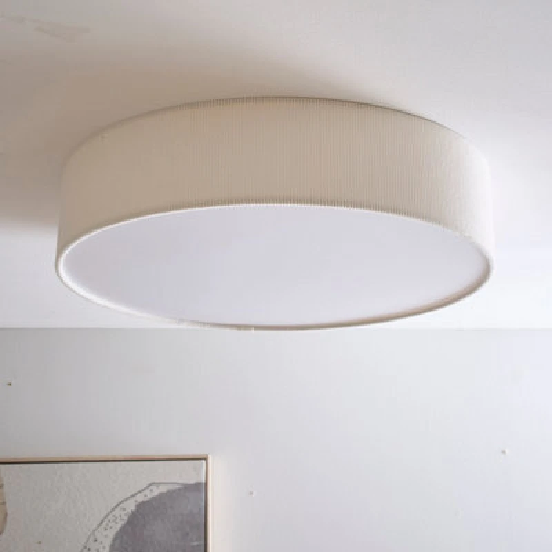 Image of K Living Crete 45Cm 3 Light White Velvet Drum Shade