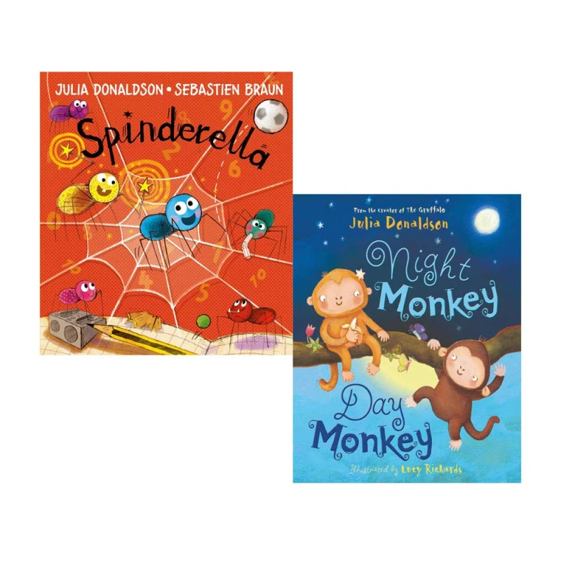 Image of Spinderella And Night Monkey Day Monkey Julia Donaldson 2 Book Set Picture Book Collection Julia Donaldson Books