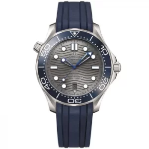 Image of Omega Seamaster Diver Mens Blue Rubber Strap Watch