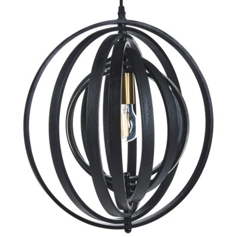 Image of Beliani Pendant Lamp Murrell Poplar Wood Black