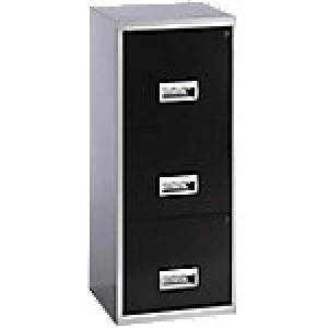 Image of Pierre Henry Filing Cabinet 3 drawer Maxi Silver, Black 400 x 400 x 930 mm Steel