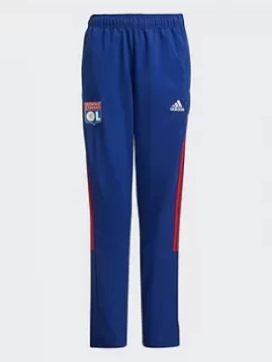 Image of Boys, adidas Olympique Lyonnais Tiro Presentation Tracksuit Bottoms, Blue/Red, Size 9-10 Years