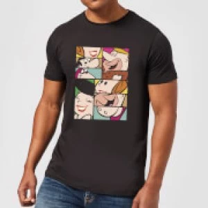 Image of The Flintstones Cartoon Squares Mens T-Shirt - Black