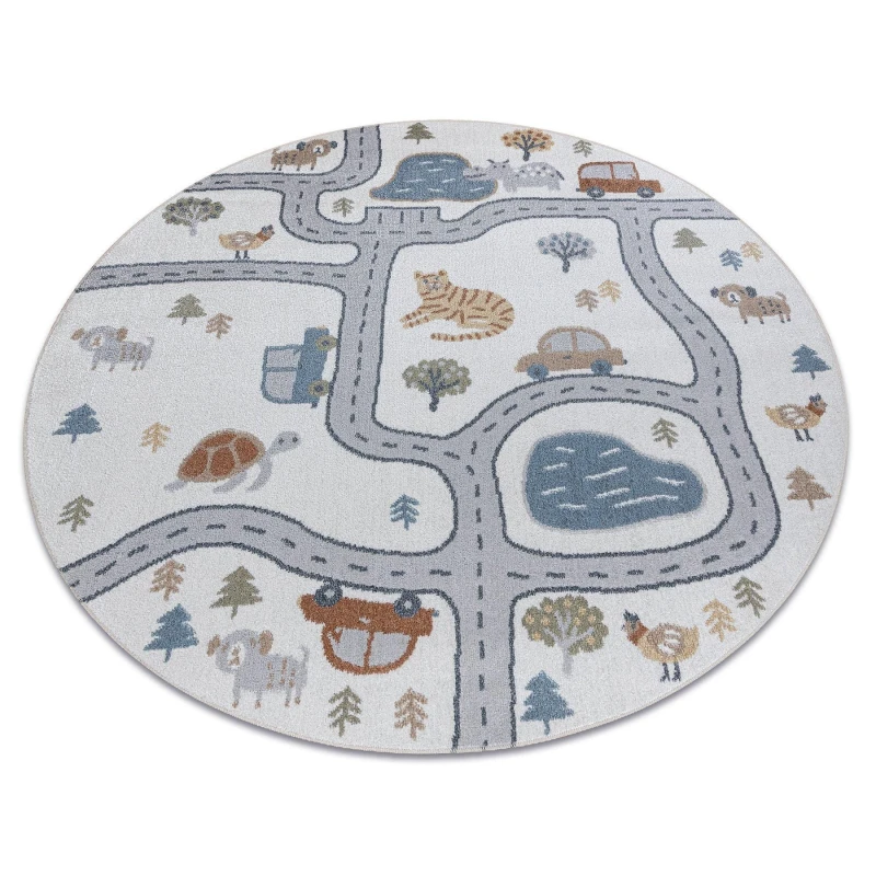 Image of RugsX Carpet Bono 8283 Circle Street, Animals Cream / Light Grey Circle 160 Cm