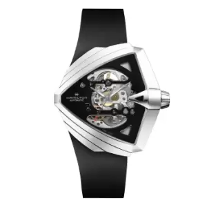 Image of Hamilton Ventura XXL Skeleton Automatic Black Dial Black Rubber Strap Mens Watch H24625330