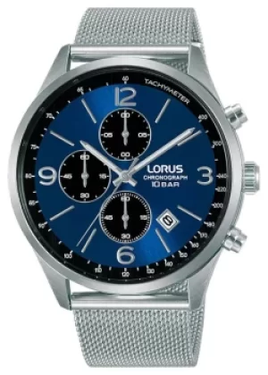 Image of Lorus Chronograph Blue Dial Mesh Steel Bracelet RM315HX9 Watch