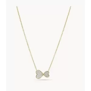 Image of Fossil Womens Sutton Classic Valentine Gold-Tone Stainless Steel Heart Station Necklace - Gold
