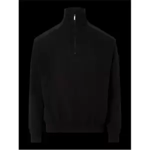 Image of Calvin Klein Mix Media Quarter Zip Sweater - Black