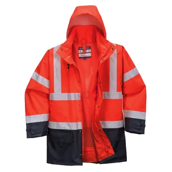 Image of Oxford Weave 300D Class 3 Hi Vis 5-in1 Executive Jacket Red / Navy M