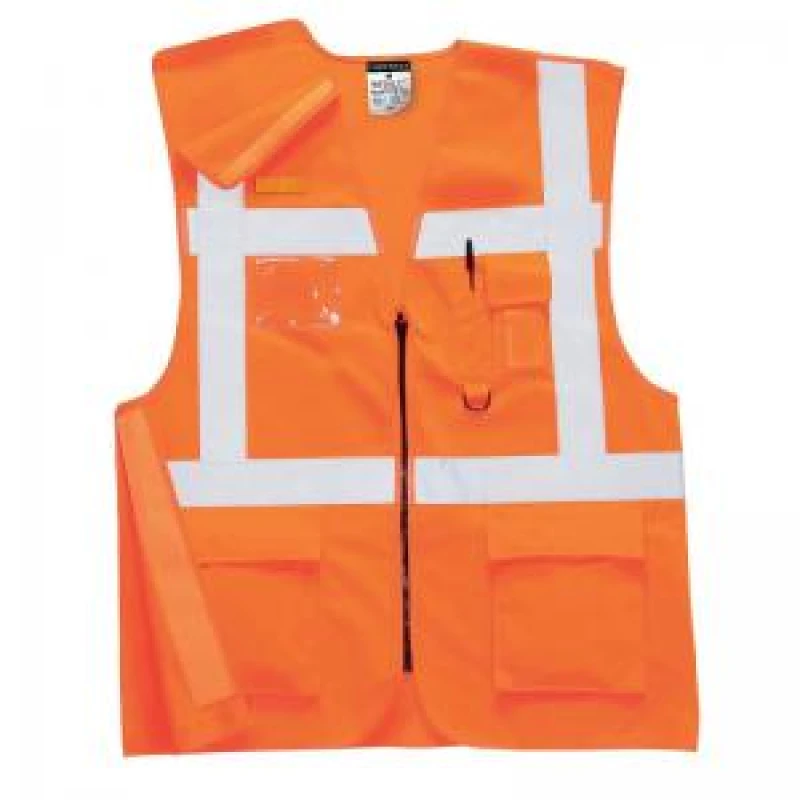 Image of Portwest Executive RIS Rail High Vis Vest RT26ORRL Colour: Orange