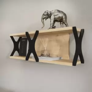 Image of Seza Practical Wall Shelf, Wall Mounting Shelf, Wall Shelving Sapphire Oak And Black - Decorotika