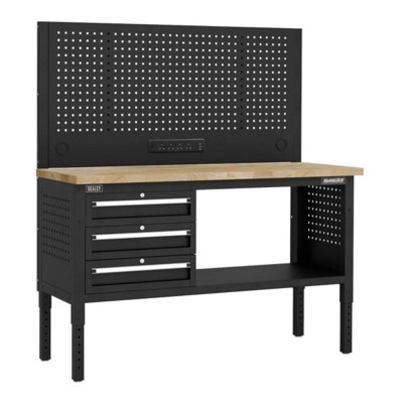 Image of Sealey Superline Pro 3 Drawer Modular Workbench and Pegboard APMWB60COMBO1W Length: 1.52m
