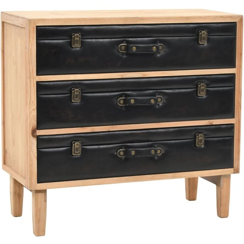 Image of vidaXL Solid Fir Wood Drawer Cabinet 80x36x75cm Storage Sideboard Organiser