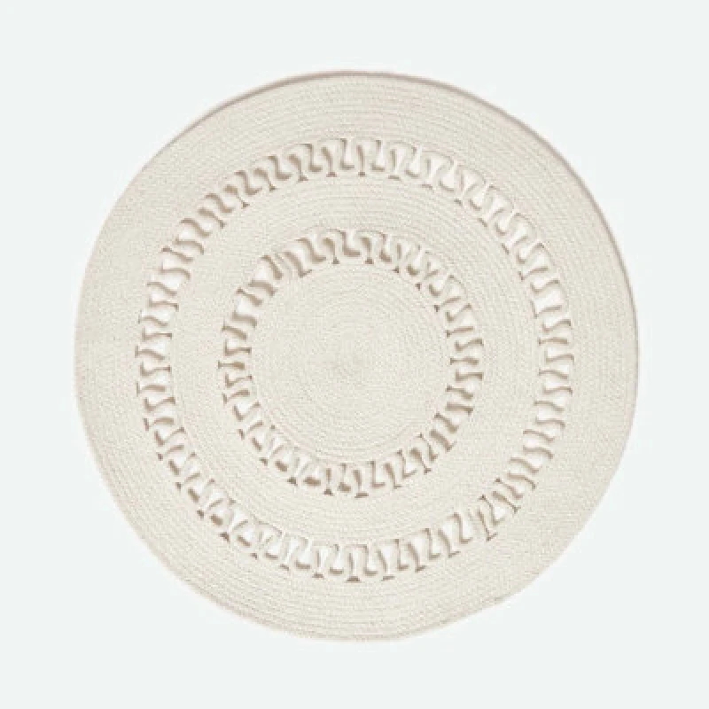 Image of Homescapes Natural Crochet Braided Rug 70Cm Round