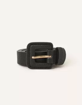 Image of Accessorize Womens Square Buckle Belt Black, Size: M