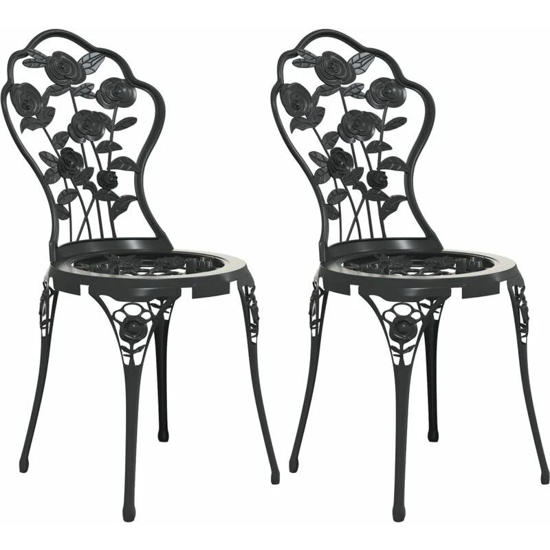 Image of VIDAXL Bistro Chairs 2 pcs Cast Aluminium Black Vidaxl 8720286722633