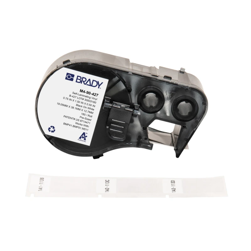 Image of Brady M4-90-427 printer label Black. White Self-adhesive printer label