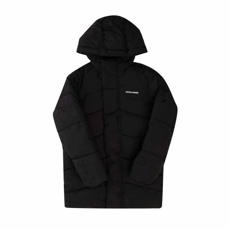 Image of Jack and Jones Otis Long Puffer Hooded Jacket - Black 7 - 8 Years