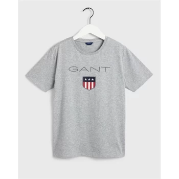 Image of Gant Shield Logo T Shirt - Grey Melag 94