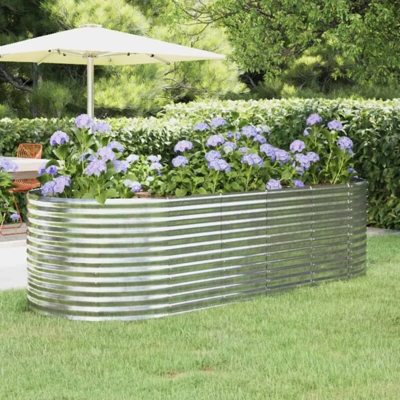 Image of vidaXL Garden Raised Bed Powder-coated Steel 249x100x68cm Silver 319067