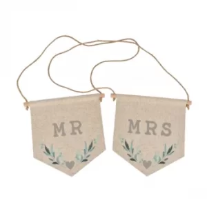 Image of Love Story Mr & Mrs Flag Shaped Chair Plaques
