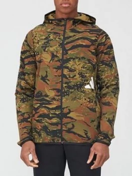 Image of Adidas 3 Bar Full Zip Hoodie - Camo