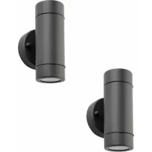 Image of Loops - 2 pack Up & Down Twin Outdoor IP44 Wall Light - 2 x 7W GU10 LED - Anthracite