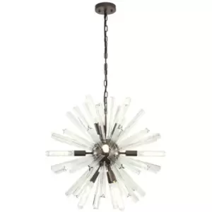 Image of Luminosa 10 Light E14, Round Pendant Brown Oxide , Clear Glass