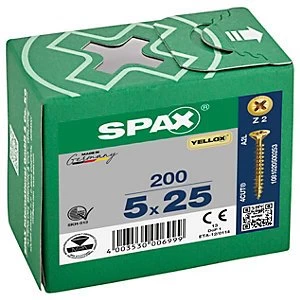 Image of Spax Pz Countersunk Yellox Screws - 5x25mm Pack Of 200