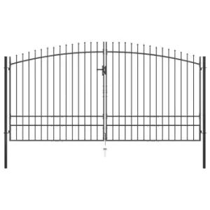 Image of Vidaxl Double Door Fence Gate With Spear Top 400X248 Cm