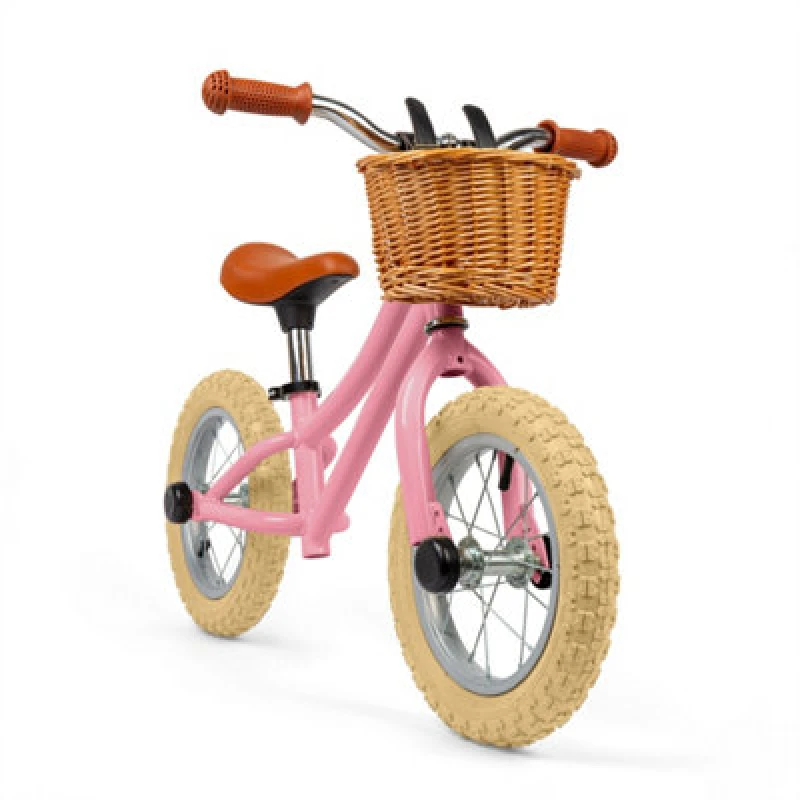 Image of Bigjigs Toys Pink Balance Bike With Basket - No Pedal Toddler Bikes, Kids Gifts
