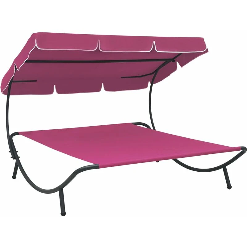 Image of VIDAXL Outdoor Lounge Bed with Canopy Pink Vidaxl 8720286137550