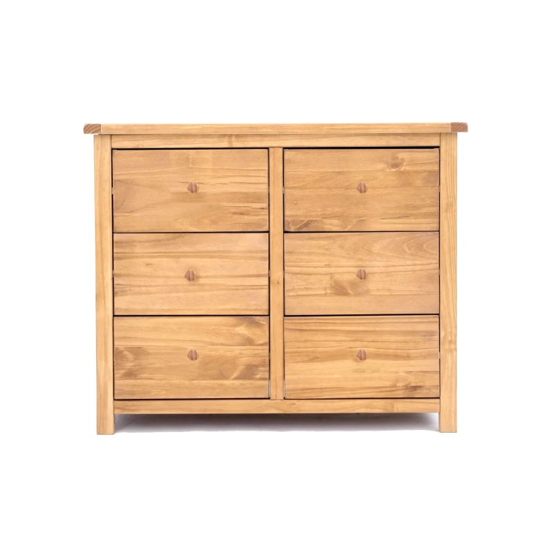 Image of Cabinet Bits Lugo 6 Drawer Chest of Drawers Wood Knob in Light Brown Light Brown Unisex
