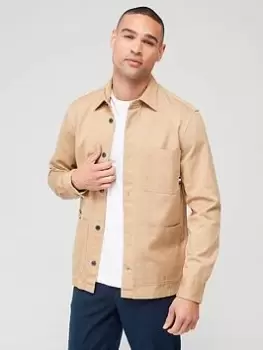Image of Tommy Hilfiger Heavy Twill Solid Shirt Jacket, Khaki Size M Men