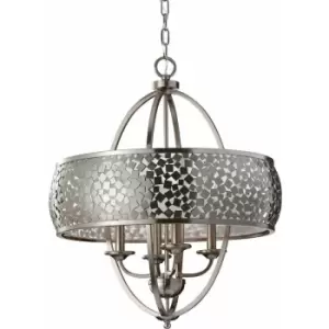 Image of Loops - 4 Bulb Chandelier Hanging Pendant LIght Brushed Steel LED E14 60W Bulb