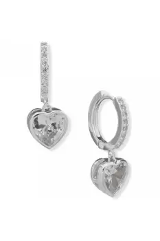 Image of Pe 15Mm Hoop W/ Stn Drop-Slv/cry Earrings - 01G00432