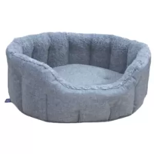 Image of P&l Superior Pet Beds Ltd Intermediate Drop Fronted Bolster Style Pet Bed - Charcoal & Silver