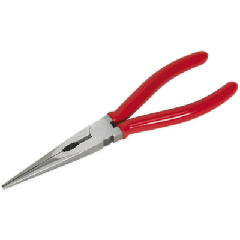 Image of Loops 200mm Long Nose Pliers - Drop Forged Steel - 15mm Jaw Capacity - Serrated Jaws Metallics