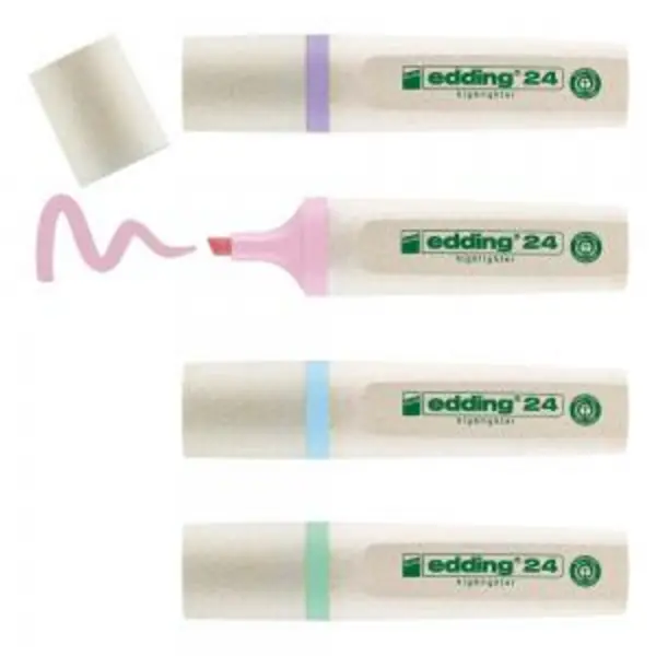 Image of Edding 24 EcoLine Highlighter Pen Chisel Tip 2-5mm Line Pastel...