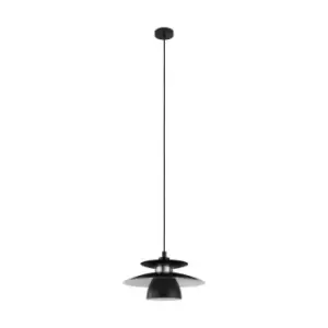 Image of Pendant Ceiling Light Colour Black Satin Nickel Long Flex Bulb E27 1x40W