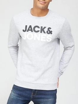Image of Jack & Jones Logo Crew Neck Sweatshirt - Grey