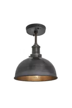 Image of Brooklyn Dome Flush Mount, 8 Inch, Pewter, Pewter Holder