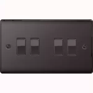 Image of BG Nexus Metal Black Nickel 4 Gang 2 Way Rocker Switch 10A - NBN44