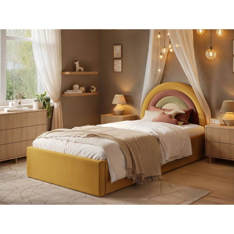 Image of Flair Ava Single Ottoman Bed in Gold Gold Unisex Single