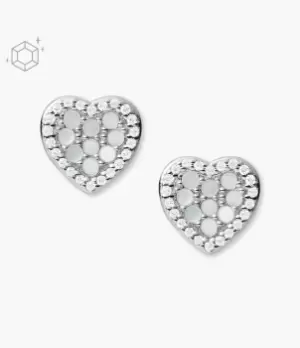 Image of Fossil Women Elliott Blue Mother-of-Pearl Hearts Stud Earrings